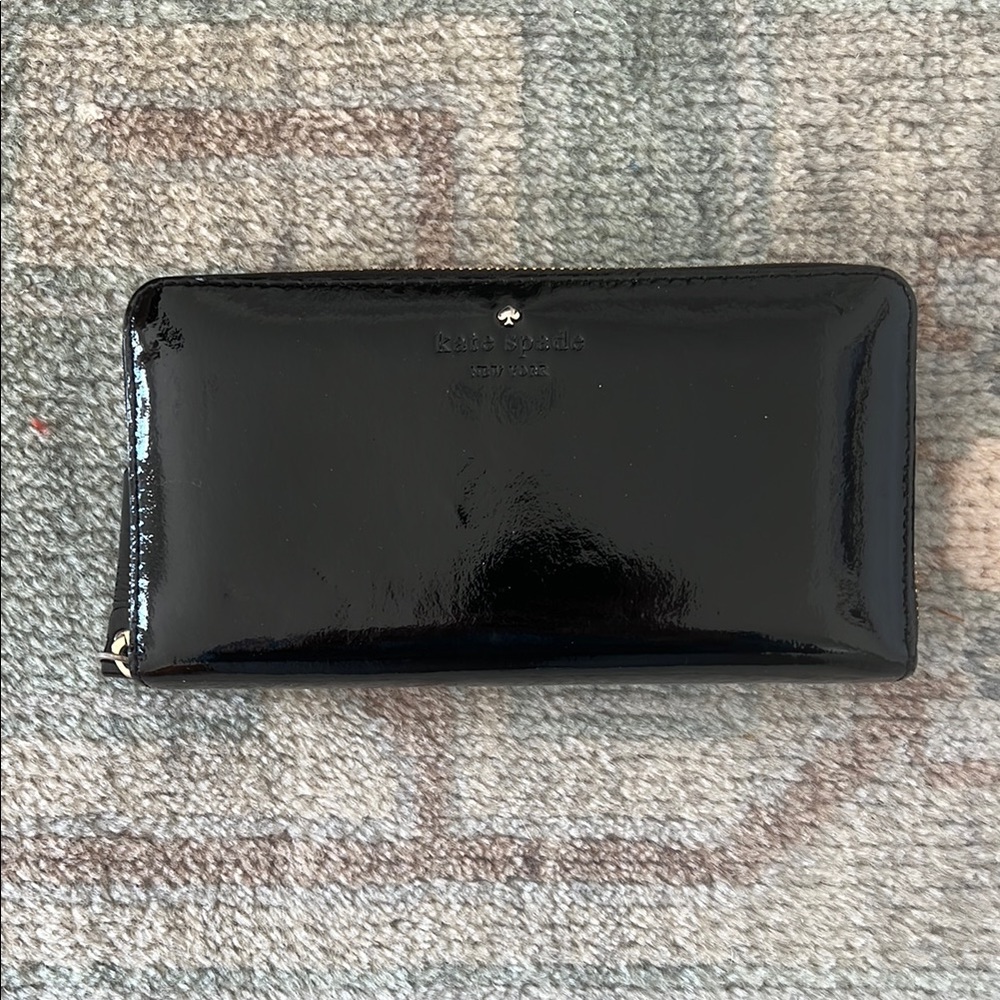 kate spade Black Patent Leather Zip Wallet